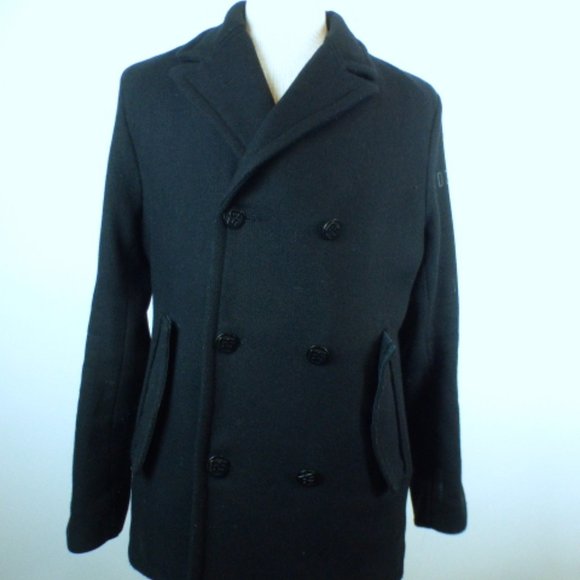 G STAR black wool PEACOAT JACKET L new